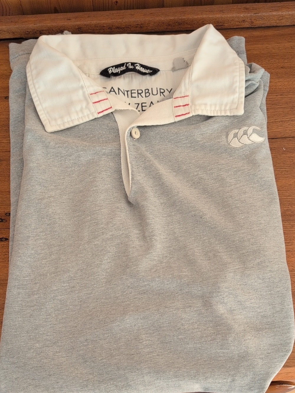 Men's   Rare Vintage Canterbury  Grey Polo with White Contrast Collar. Size XL